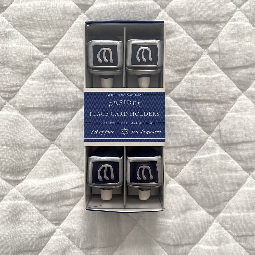 NWT S/4 Ceramic Dreidel place card holders